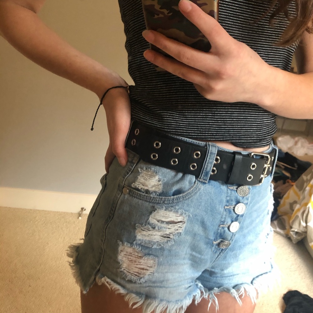 Light blue denim shorts